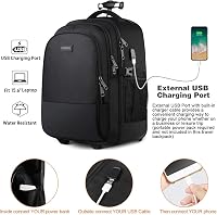 YOREPEK gurulós utazási hátizsák 17" laptop táskával, vízálló fedélzeti bőrönd fekete 4