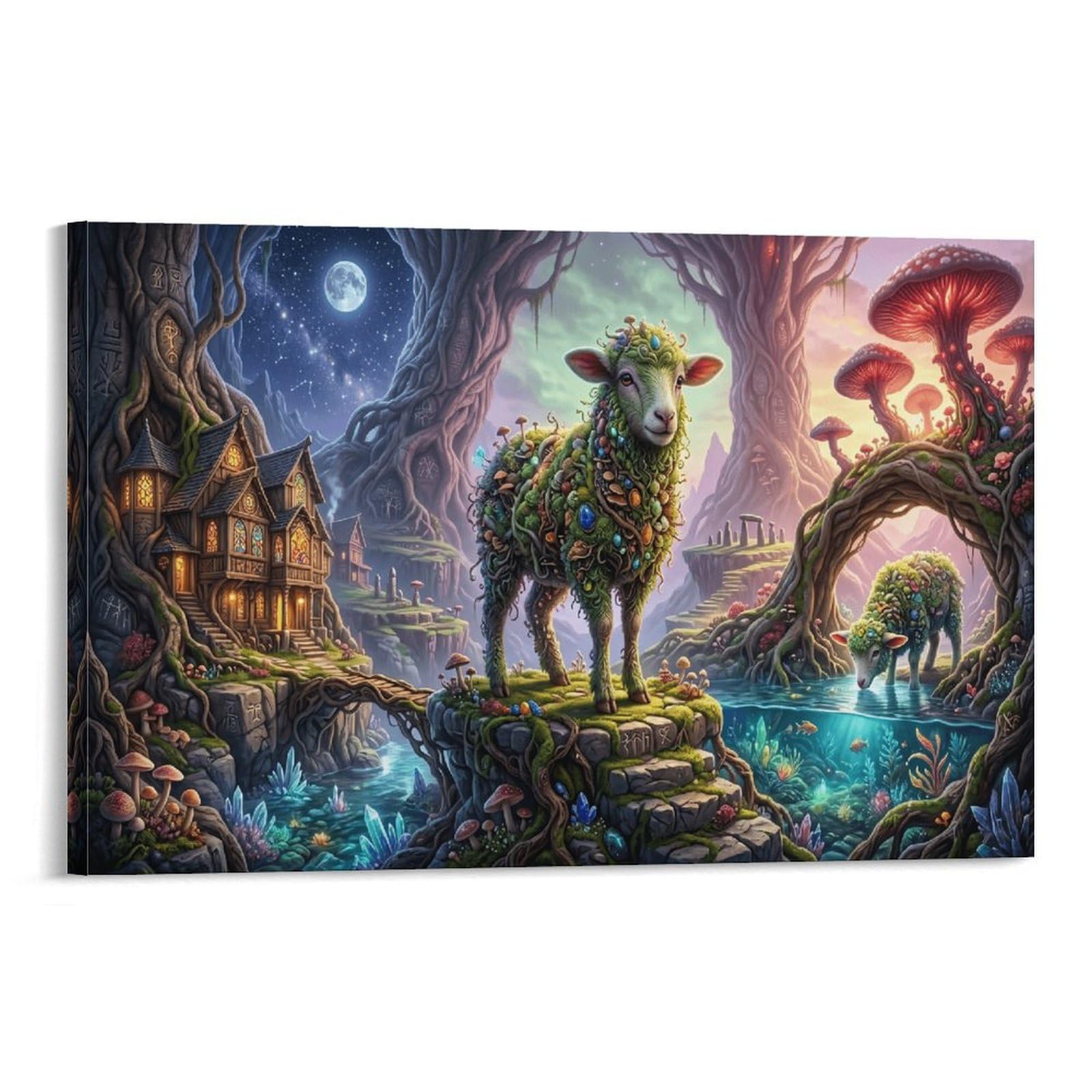 XPASHIQWC Sheep Poster Artwork Giant‑Tree Stream Canvas Prints Picture Modern Canvas Wall Art Picture Wall Hanging for Bathroom Wall Decor 12x18inch(30x45cm)