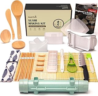 Sponsored Ad - 28 Pieces Sushi Making Kit & Musubi Maker Kit - for Beginners & Pros with Sushi Roller Bazooka, 2 Bamboo Ma...