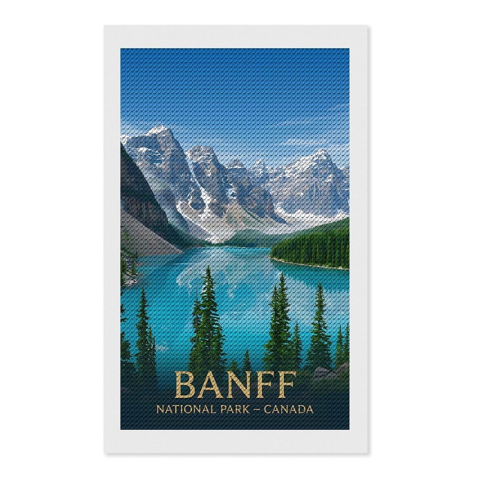 Junmoney Banff National Park Vintage Diamond Art Canvas 12"x20", Easy to Follow Symbols, Finish and Display, Fun Craft Experience, Aesthetic Room Decor