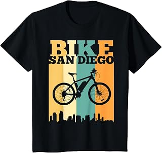 Vintage Bike San Diego Skyline E-Bike Rider Commuter Tee