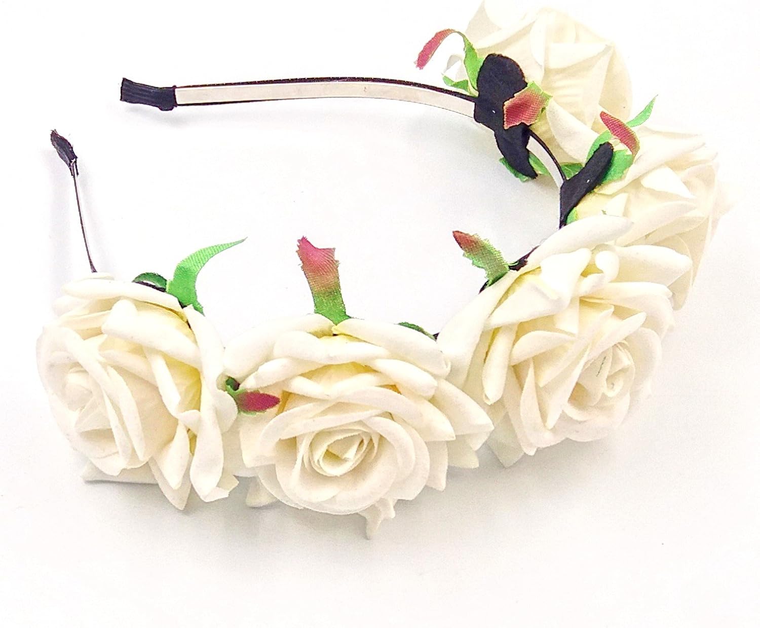 JZK Wedding flower girl bridesmaid bride white rose flower tiara headband alice head band for children and adult hairband floral garland headpiece - Image 3