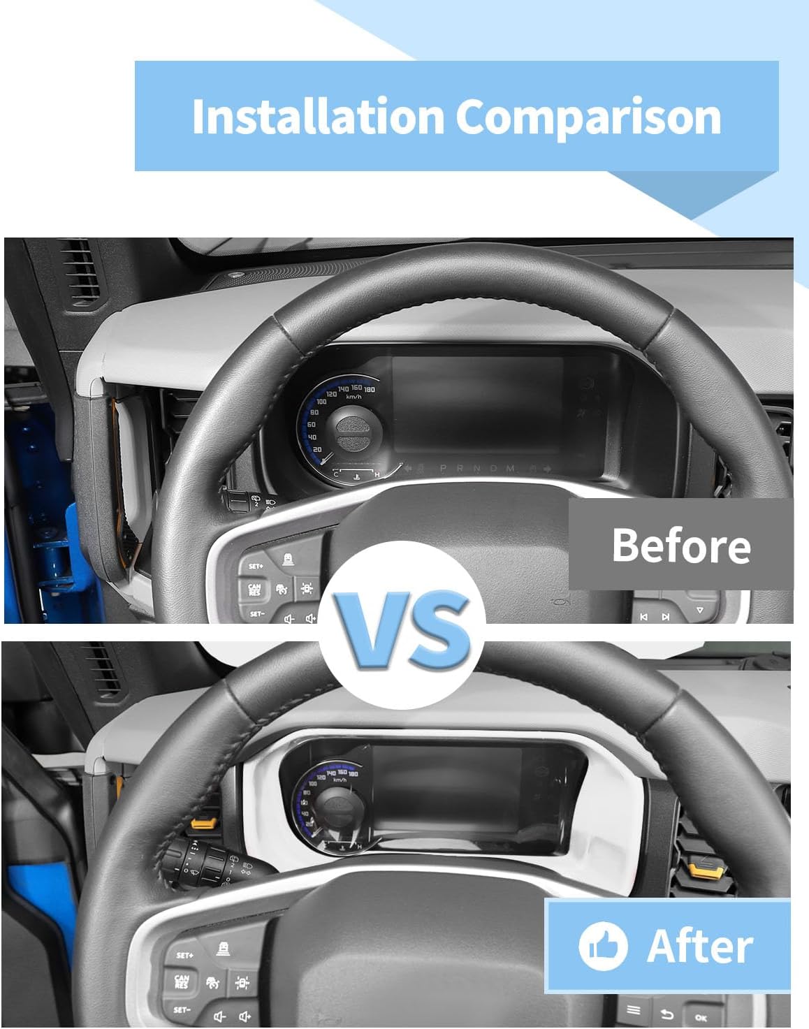 Voodonala Center Console Dashboard Panel Cover Trim Compatible with Ford Bronco Accessories 2021 2022 2023 2024, White