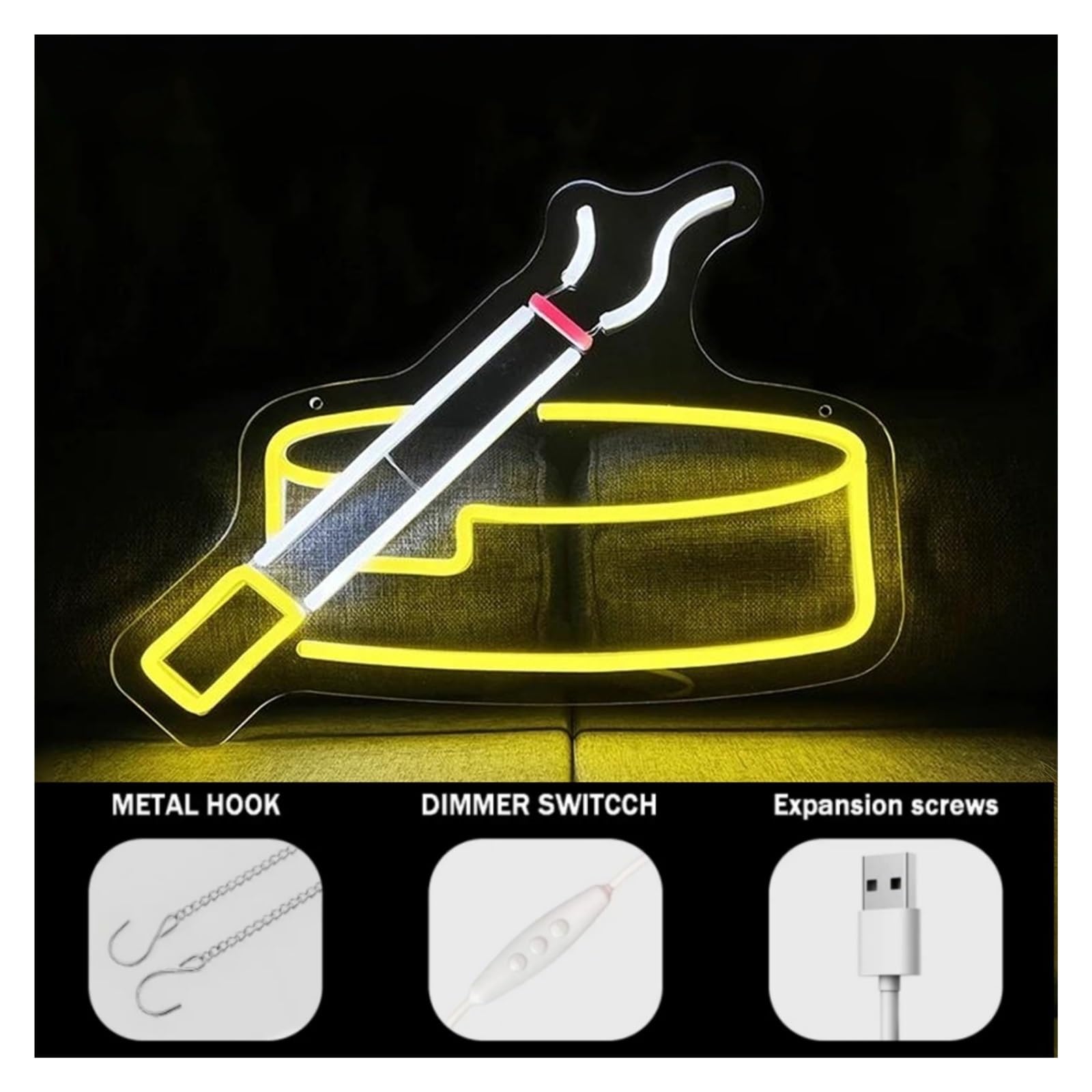 Wiszące neony artystyczne Papieros I Popielniczka Neon Na Dekoracje Ścienne Możliwość Przyciemniania Światła LED Do Pokoju Party Bar Club Sypialnia Lampa Do Strefy 40cm×30cm