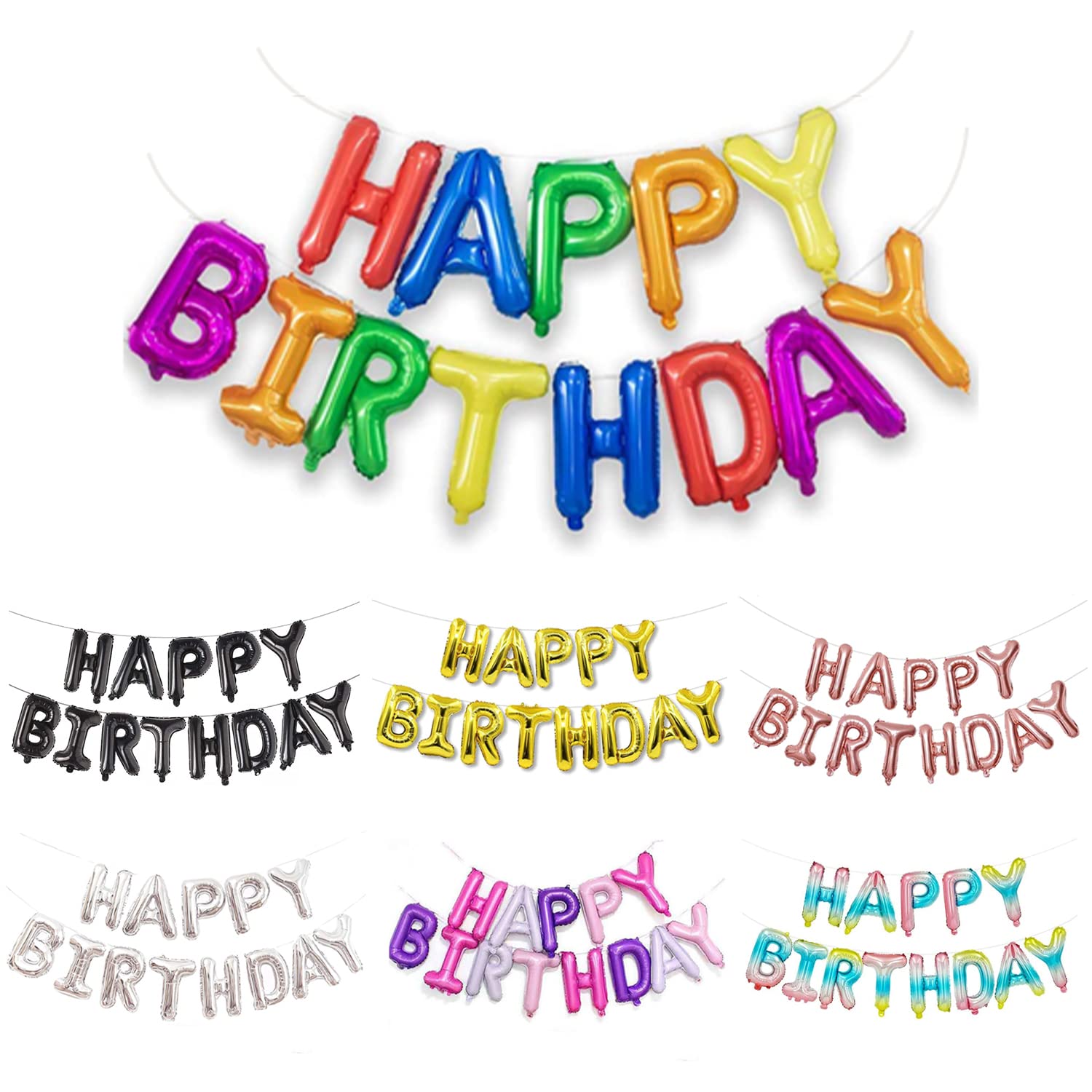 Buy MARKQ Rainbow Happy Birthday Balloons Banner 16 Inch Mylar Foil 