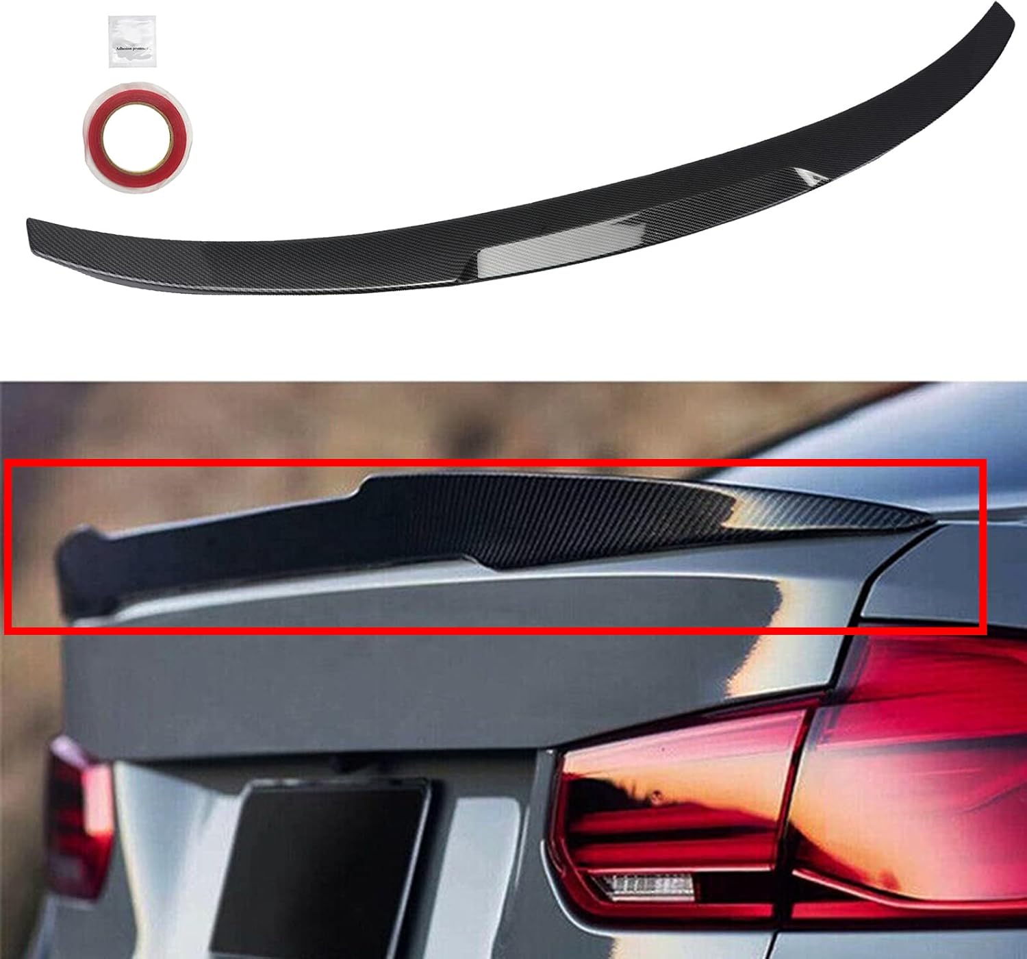 Rear Spoiler Wing Compatible with 2012-2018 BMW F30, 2014-2019 F80 M3,Carbon Fiber Style Trunk Spoiler Wing for 320i 325i 328i 330i 335i 340i 4-Door Sedan