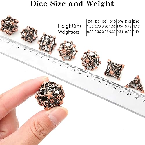 Miniatura 10 de LDICEK DND - Juego de dados de metal DND, dados de metal huecos, dados de 7 piezas, juego de dados poliédricos steampunk para RPG, MTG, Pathfinder,