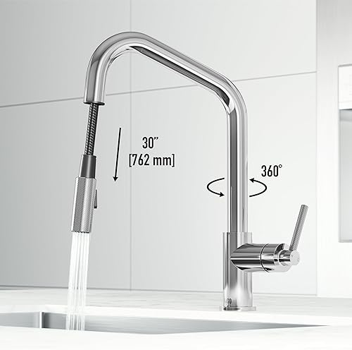 Miniatura 4 de VIGO Utopia VG02038CH - Grifo de barra de cocina con pulverizador desplegable de una sola manija de 15 pulgadas de alto