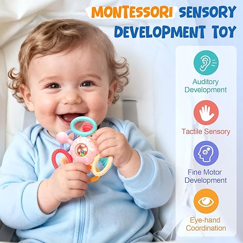 Miniatura 3 de Juguetes de dentición para bebés de 0 a 6 a 12 meses, mordedor de silicona de grado alimenticio sin BPA, juguetes sensoriales para masticar, regalos