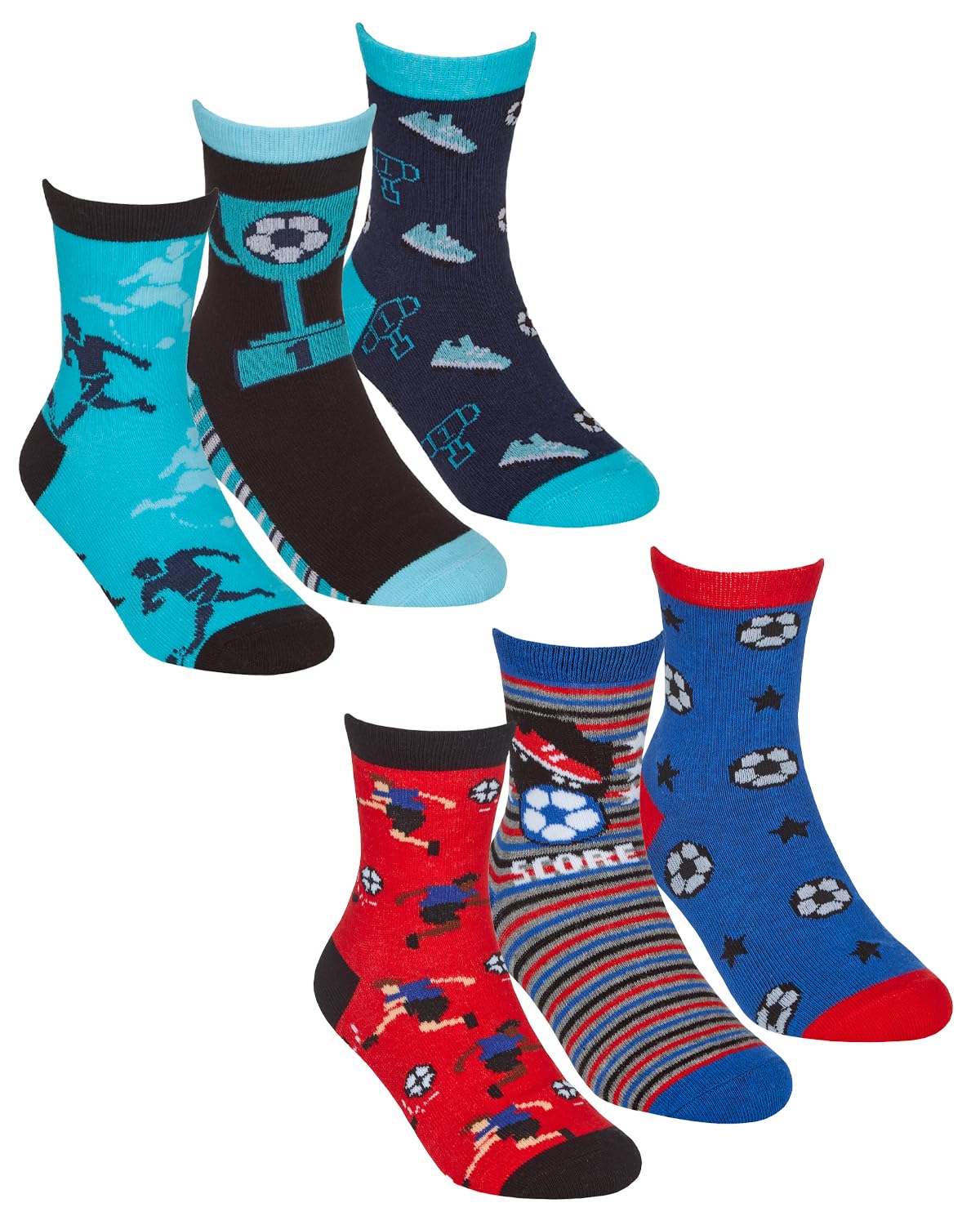 Undercover Football 6 Pairs Kids Cotton Rich Socks 42B742 1Xeach 6-8.5