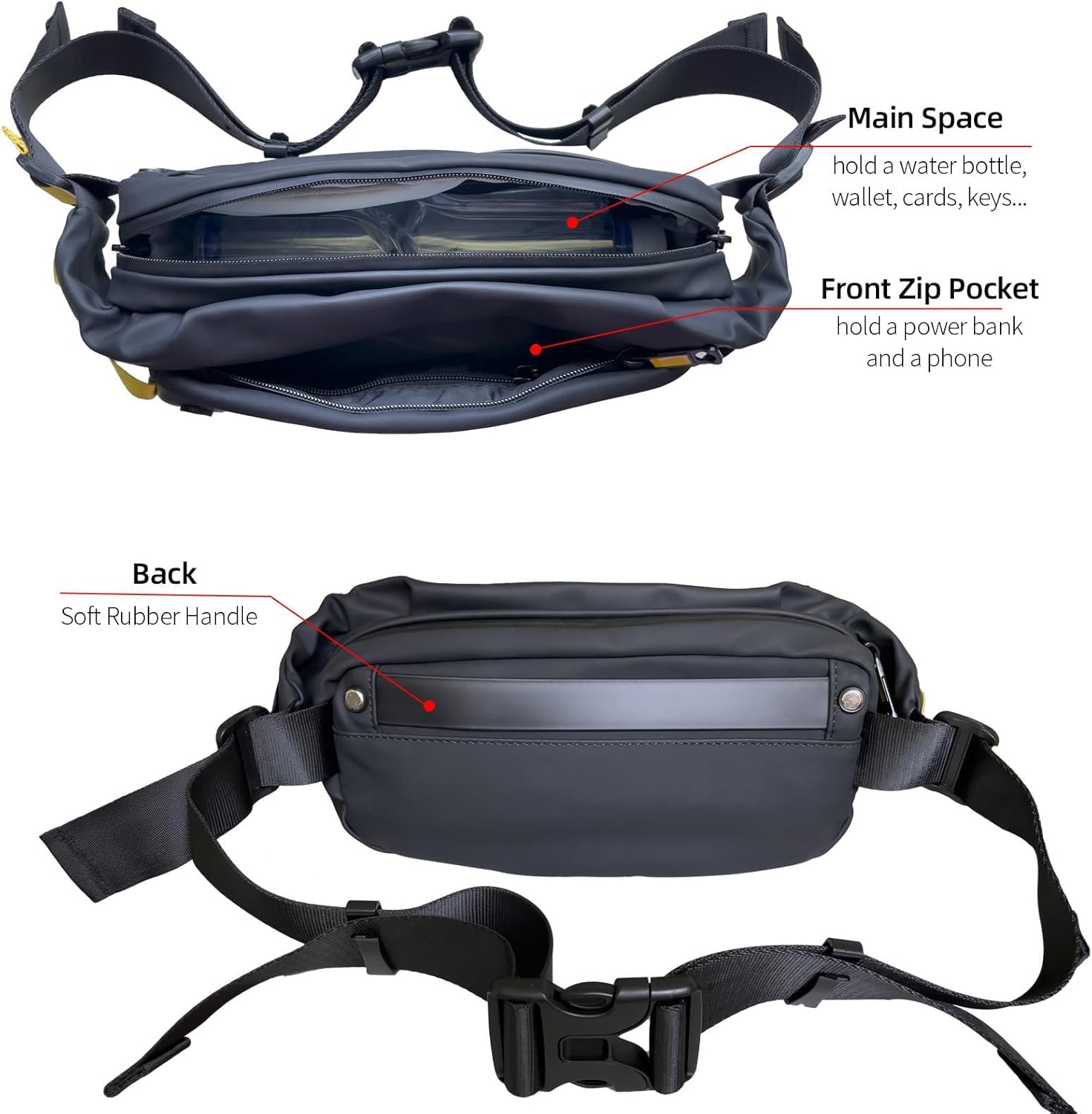 [FEITIANWUGONG] LED ディスプレイ クロスボディ バッグ アプリ制御 PU 人間工学に基づいたウエスト パック毎日