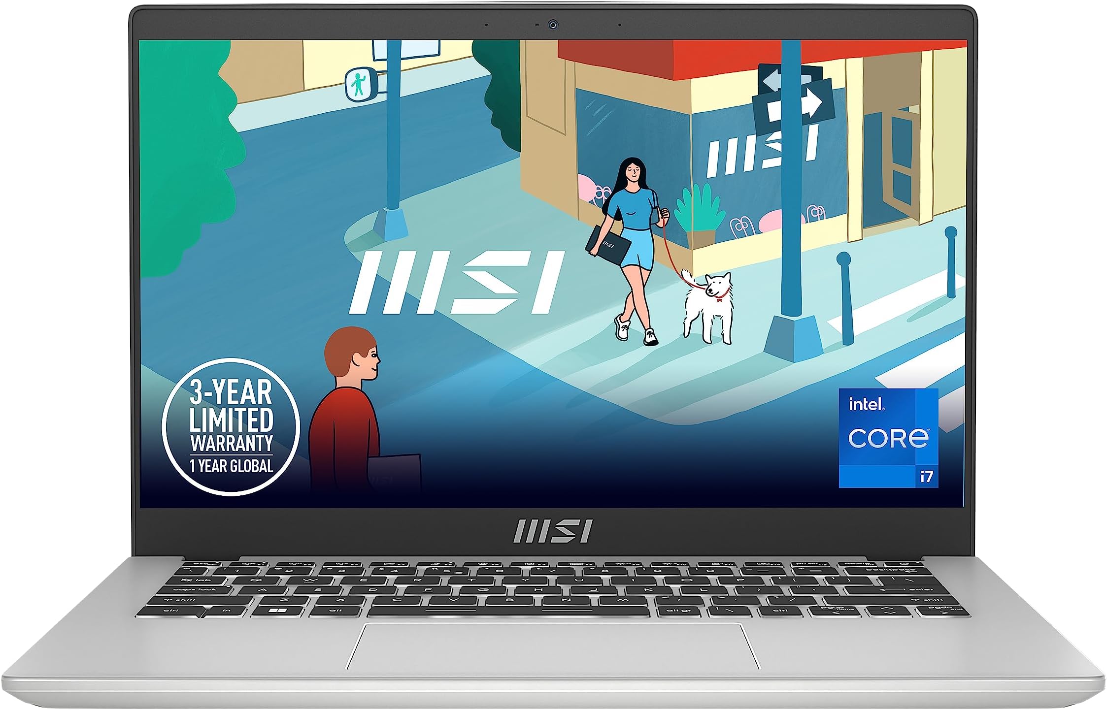 MSI Modern 14 Laptop: Intel Core i7-1355U, Intel Iris Xe, 14" FHD, 16GB DDR4, 1TB NVMe SSD, 180-Degree Lay-Flat, Type C, Win 11 Home: Urban Silver C13M-621US