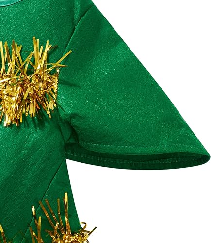 Miniatura 5 de Disfraz de árbol de Navidad para niñas, vestido de árbol de Navidad de manga corta con sombrero, traje de cosplay, 2 piezas