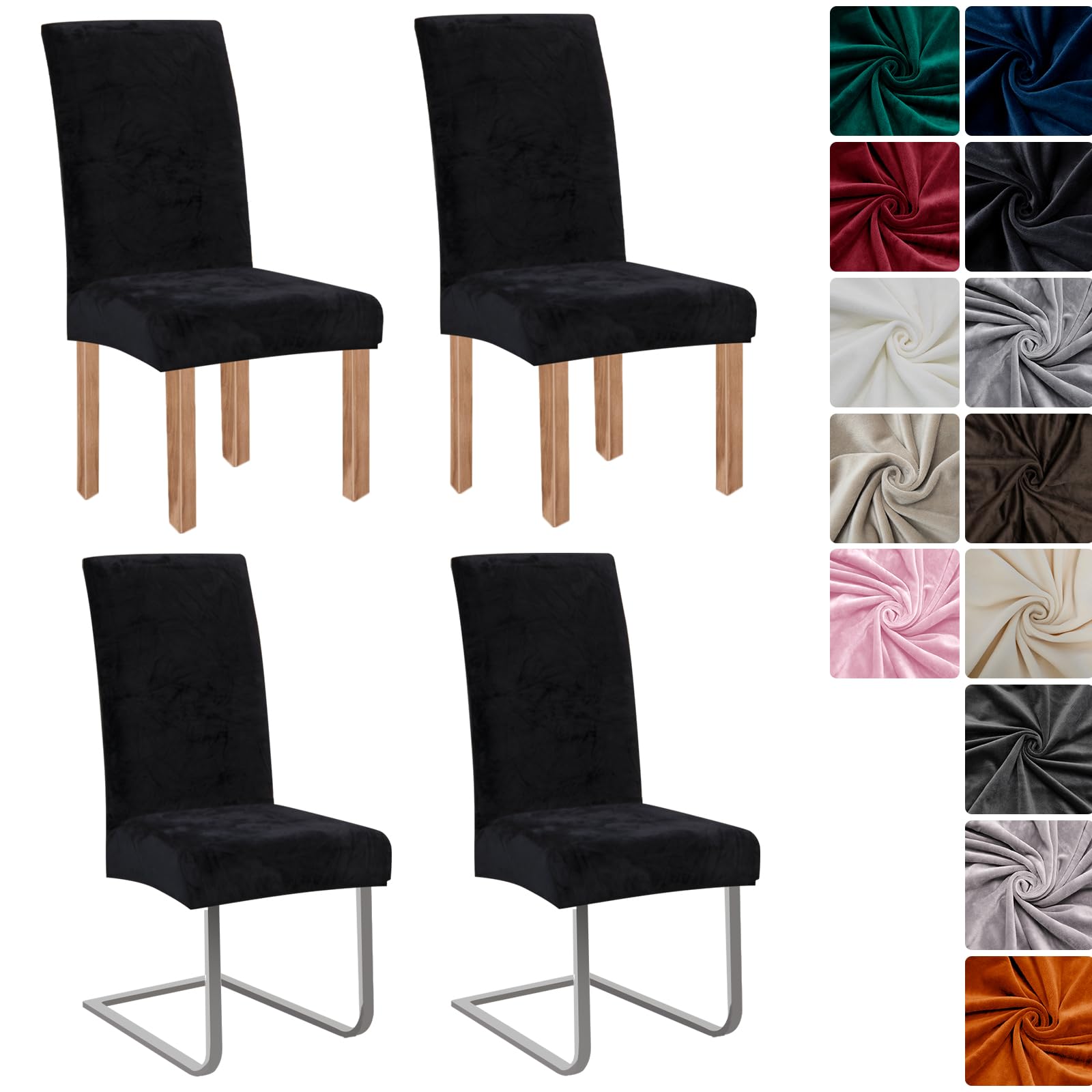 jabeick Stretch Samt Stuhlhussen Velvet/Velour Stuhlbezug Schwingstuhl Elastische Hussen Waschbarer Stühle Schutz für Küche