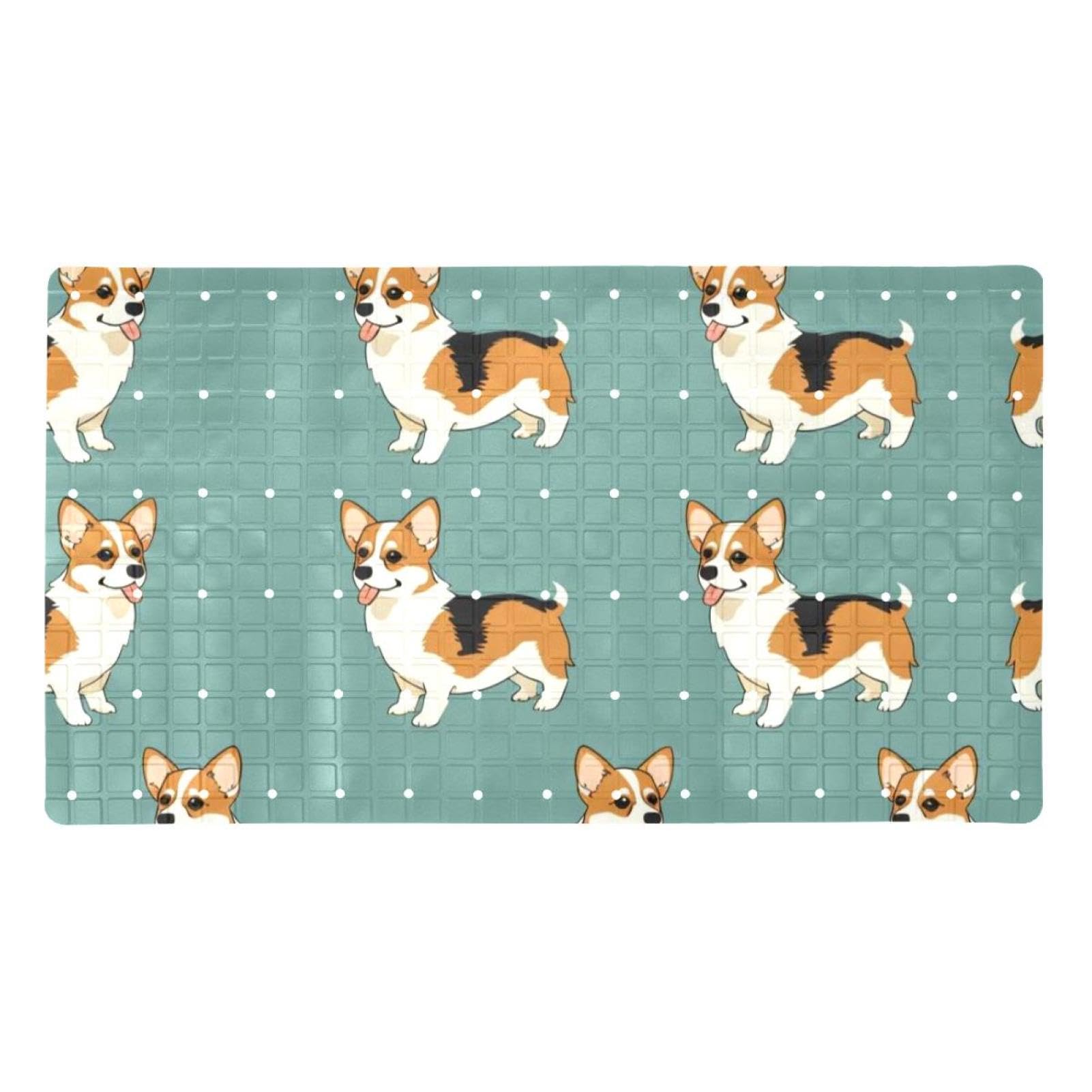 Tapete de bañera antideslizante de secado rápido con diseño de corgi
