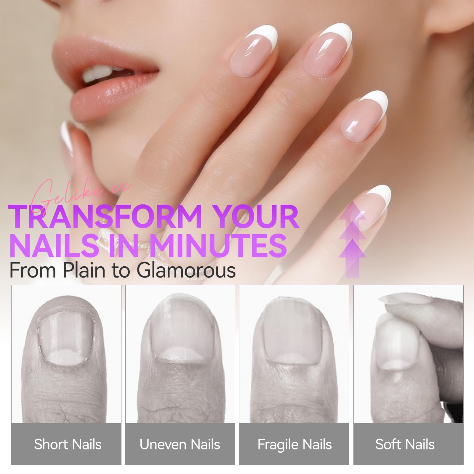 Nail X Extension zestaw tipsów i kleju do paznokci - Gelike Soft Gel Full Cover Nail Tips 240 szt.