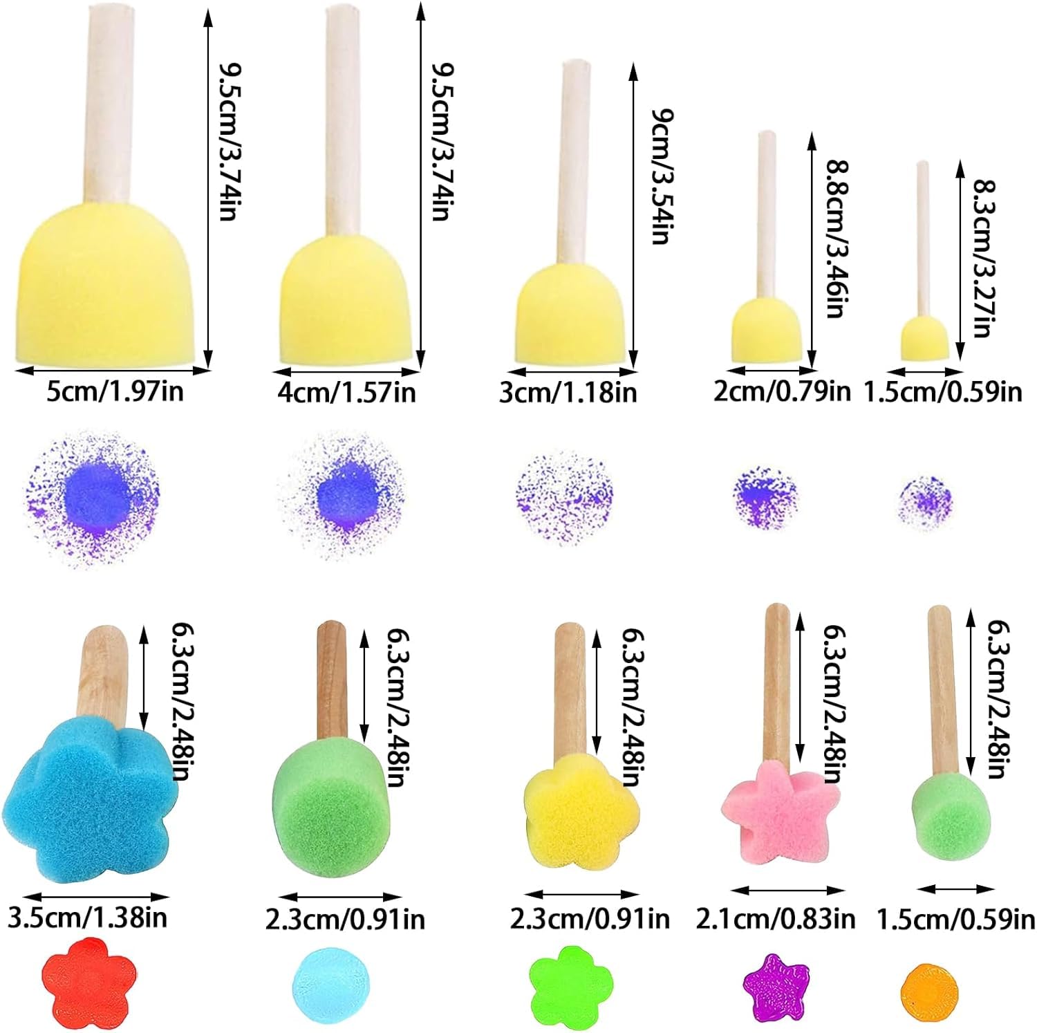 Pennelli In Spugna,20 Pezzi Spugne Per Pittura Pennello In Schiuma Con - Foto 8