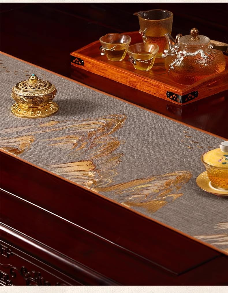 Tea Tablecloth for Summer Beach Parties Tea Flag Table Mat Ceremony, Water-resistant-style2-35 * 270cm