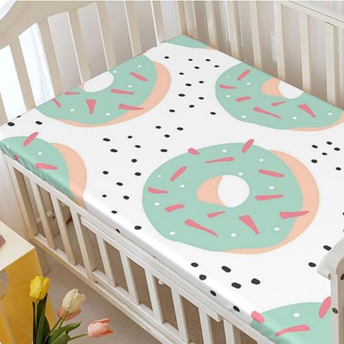 Miniatura 3 de Sábanas bajeras ajustables con temática de Donuts, sábanas portátiles para cuna para niños pequeños, sábana bajera para colchón de cuna o sábana