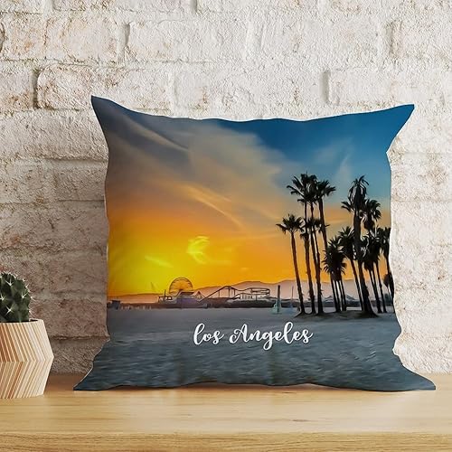 Miniatura 3 de USA City Los Ángeles - Cojín decorativo para el hogar, con cremallera cuadrada, recuerdo de la ciudad, funda de cojín de viaje de ciudad