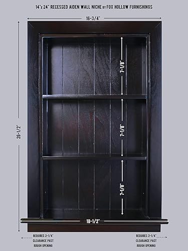 Miniatura 2 de Fox Hollow Furnishings Aiden - Botiquín de repuesto de pared empotrada de 14 x 24 pulgadas, estante de inserción para gabinete de baño, fabricado en