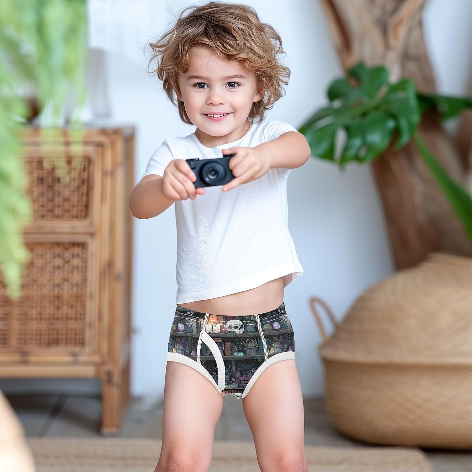 visesunny Boys Training Underwear Gothic Skull Bookshelf Breathe Cotton Potty Briefs Size 2T-8Y for Toddler
