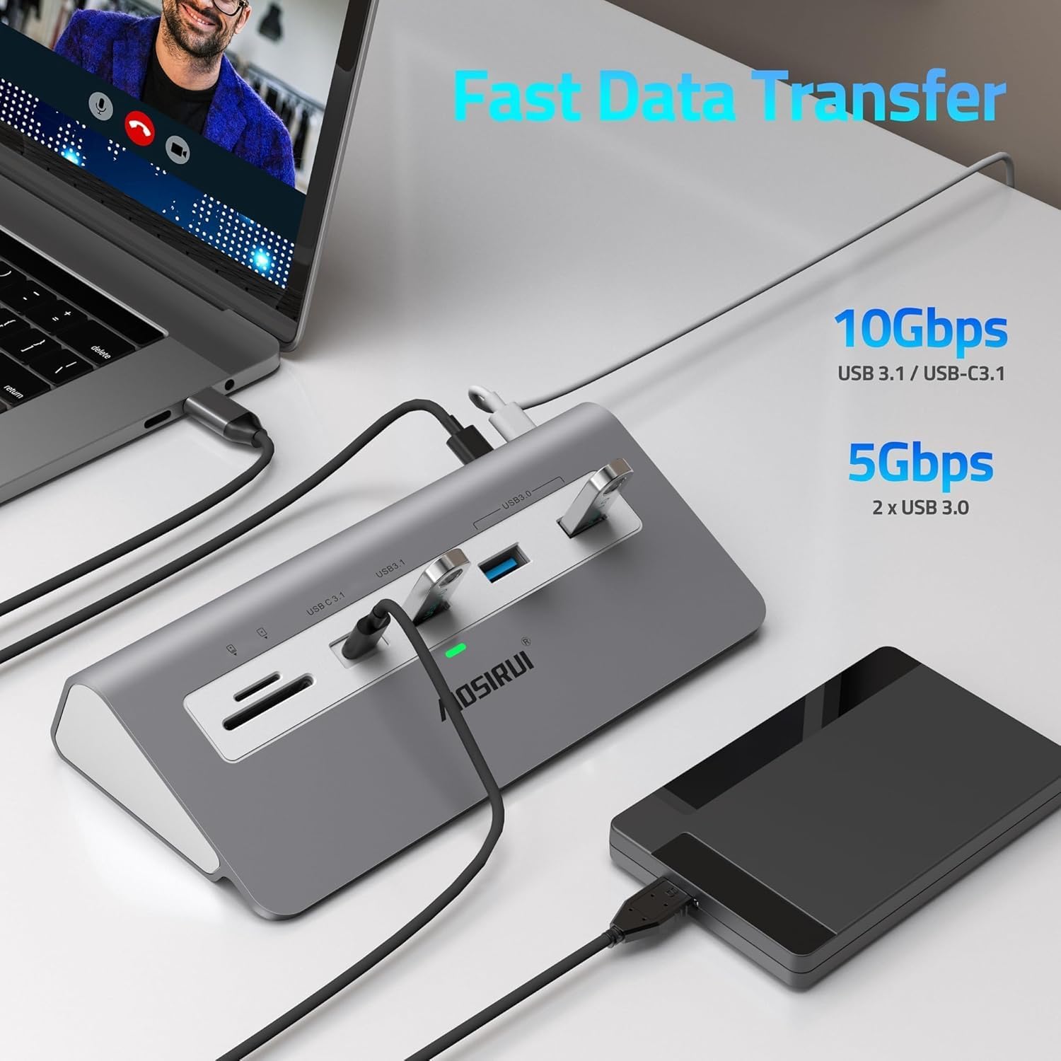 USB C Laptop Docking Station Dual Monitor, 14 in1 USB Hub Multiport Adapter with Dual 4K HDMI+DisplayPort,10Gbps USB A/C 3.1 and 2 USB 3.0,100W PD,Laptop Dock for Dell/HP/Windows/Mac