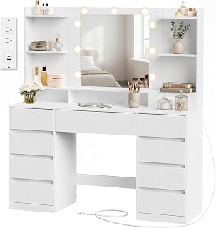 SONGMICS Vanity Desk with Mirror and Lights