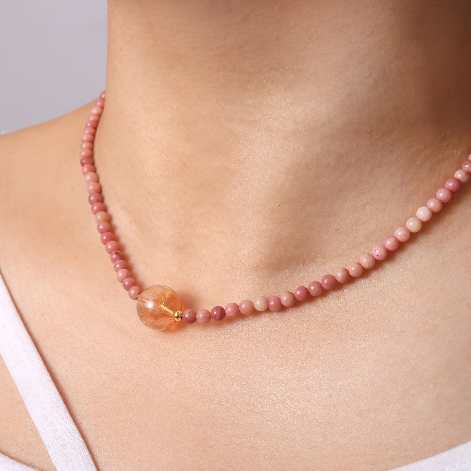 Spiritual Crystals and Stones Beaded Necklace Citrine Necklaces for Women Wealth Balance Adjustable Birthstone Jewelry Choker - Image 2