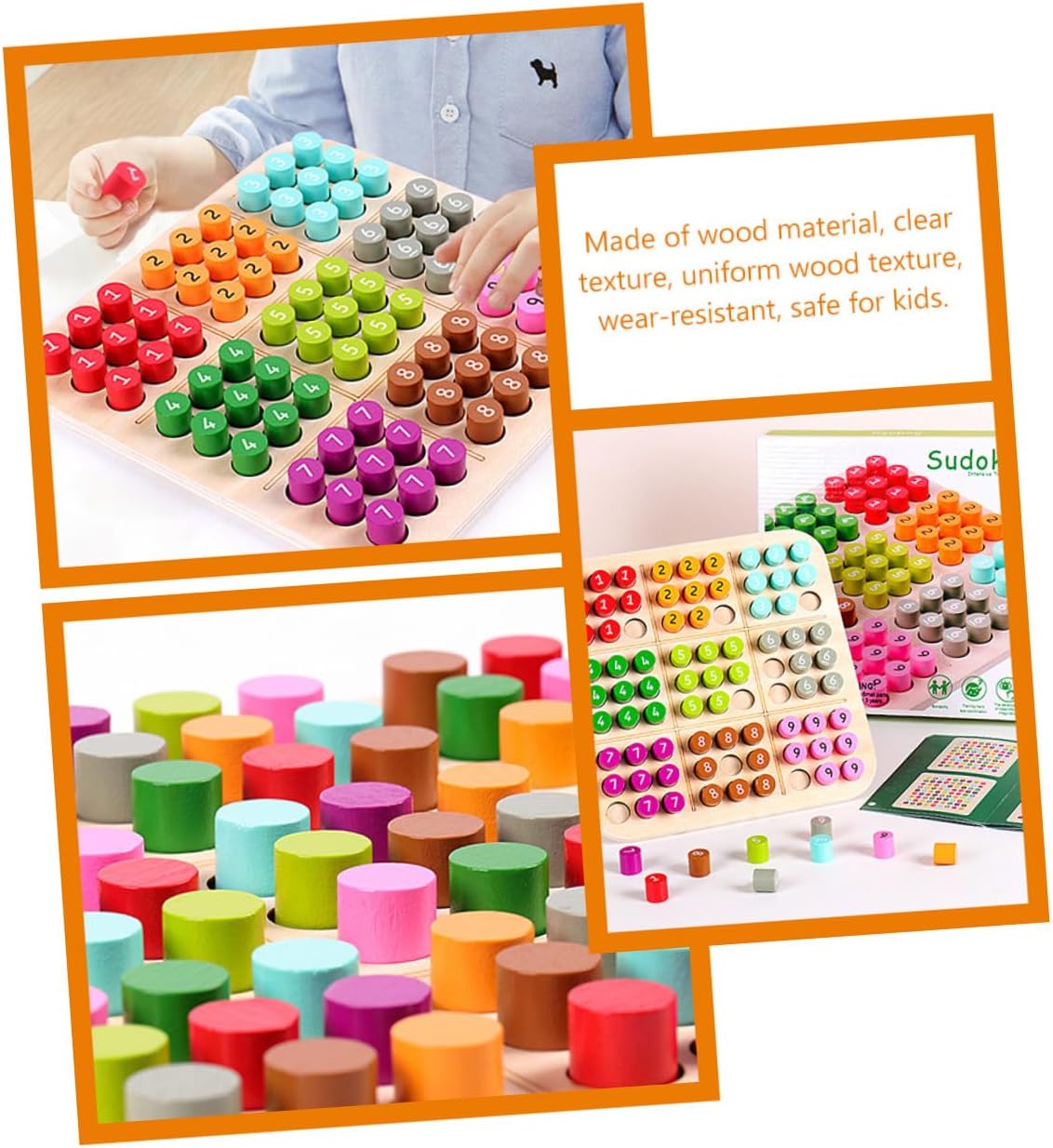Wooden Sudoku Board Game for Early Education Logical Thinking with Pegs Portable for Years Smooth Surface Brain Teaser Puzzle