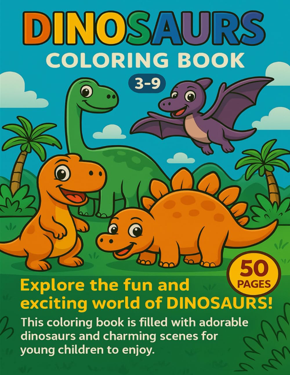 Dinosaur Colouring Book for Kids: Includes 50 fun pages of dinosaurs to colour, matching, and spot-the-difference games!