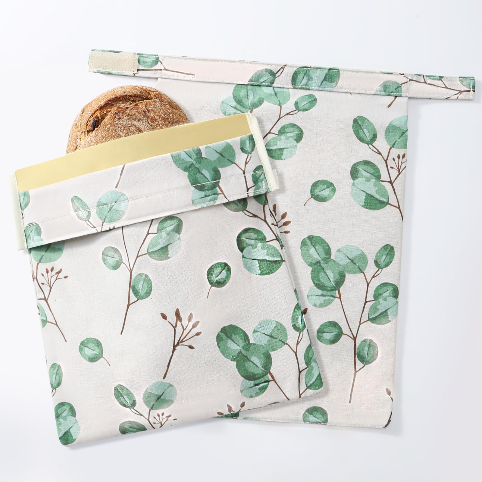 Bienenwachs-Brotbeutel für hausgemachtes Brot. Bienenwachsbeutel für Sauerteig (Eukalyptusblatt-Design), 28,9 x 38,1 cm. ZSHLXM