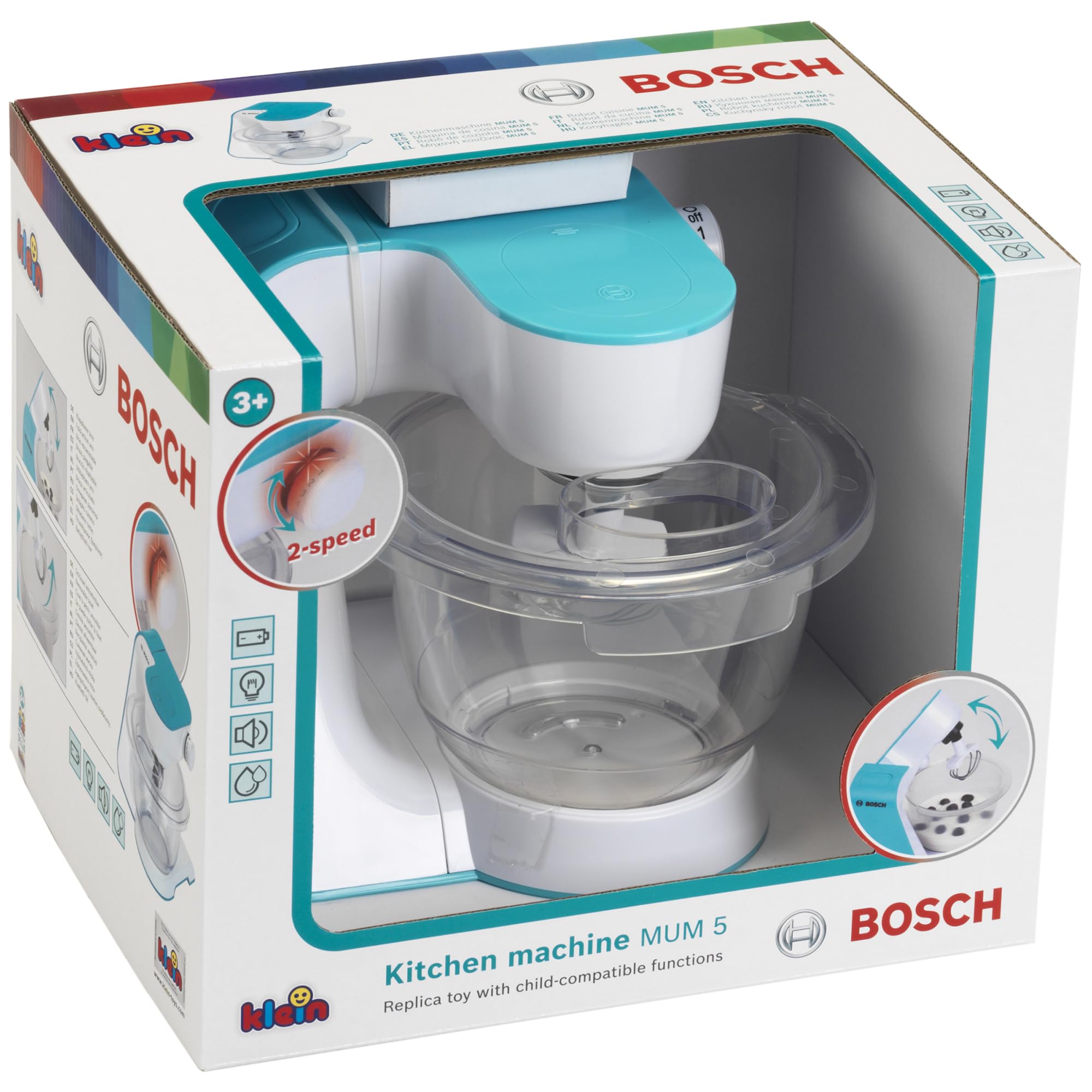 Theo Klein 9521 Robot kuchenny Bosch | Dziaajcy na baterie robot kuchenny o dwóch prdkociach | Wymiary: 20 cm x 22 cm x 20 cm I Zabawki dla dzieci od 3. roku ycia