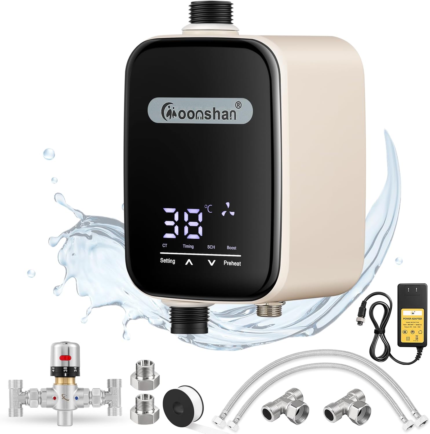 Smart Instant Hot Water Recirculating Pump Kit with Built-in Thermostat Digital Timer Under Sink Water Circulator Pump System for Tank Water Heaters