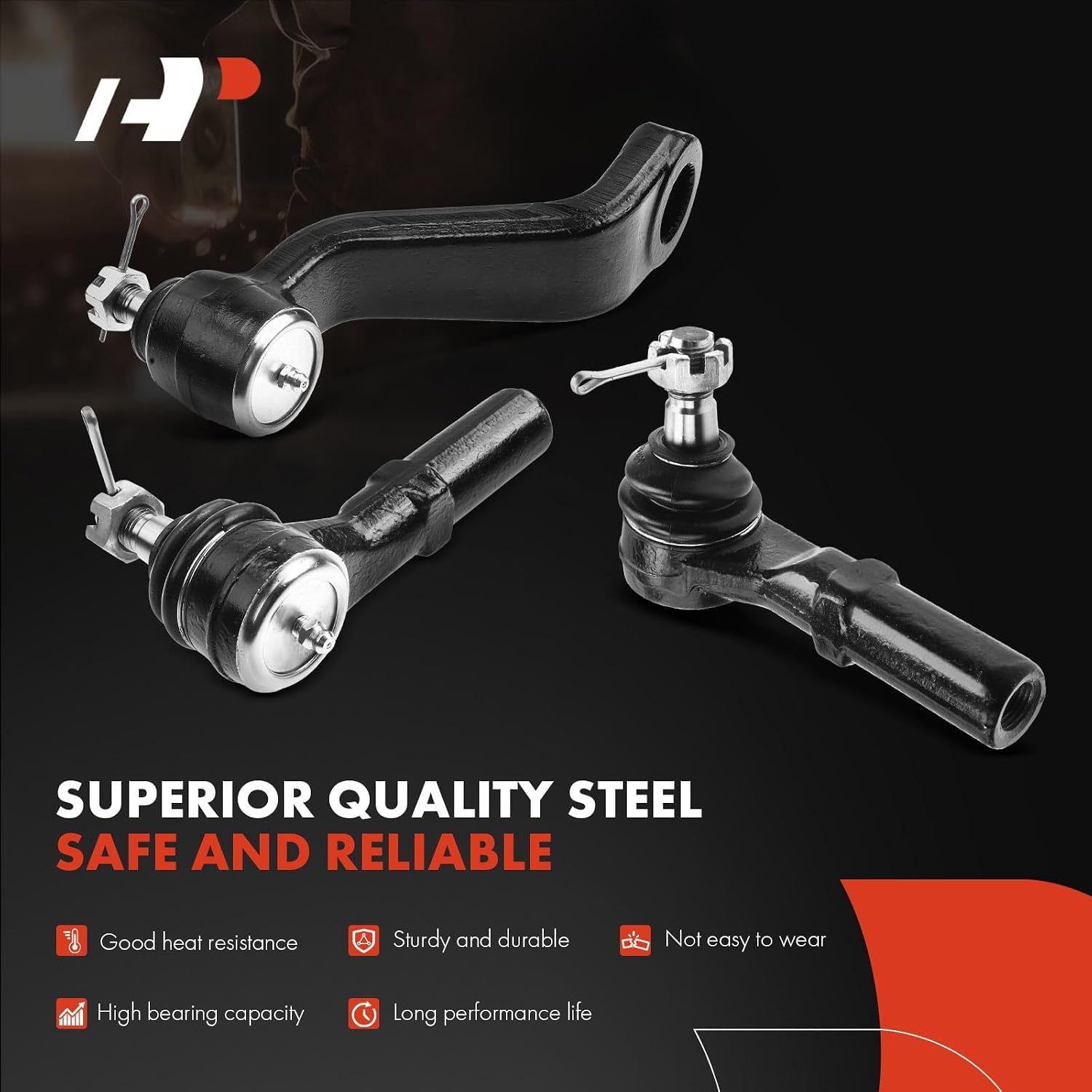 A-Premium Set of 4, Front Outer Tie Rod End, Pitman Arm, Idler Arm, Compatible with Dodge Durango 1998-1999, Dakota 1997-1999, 4WD Only