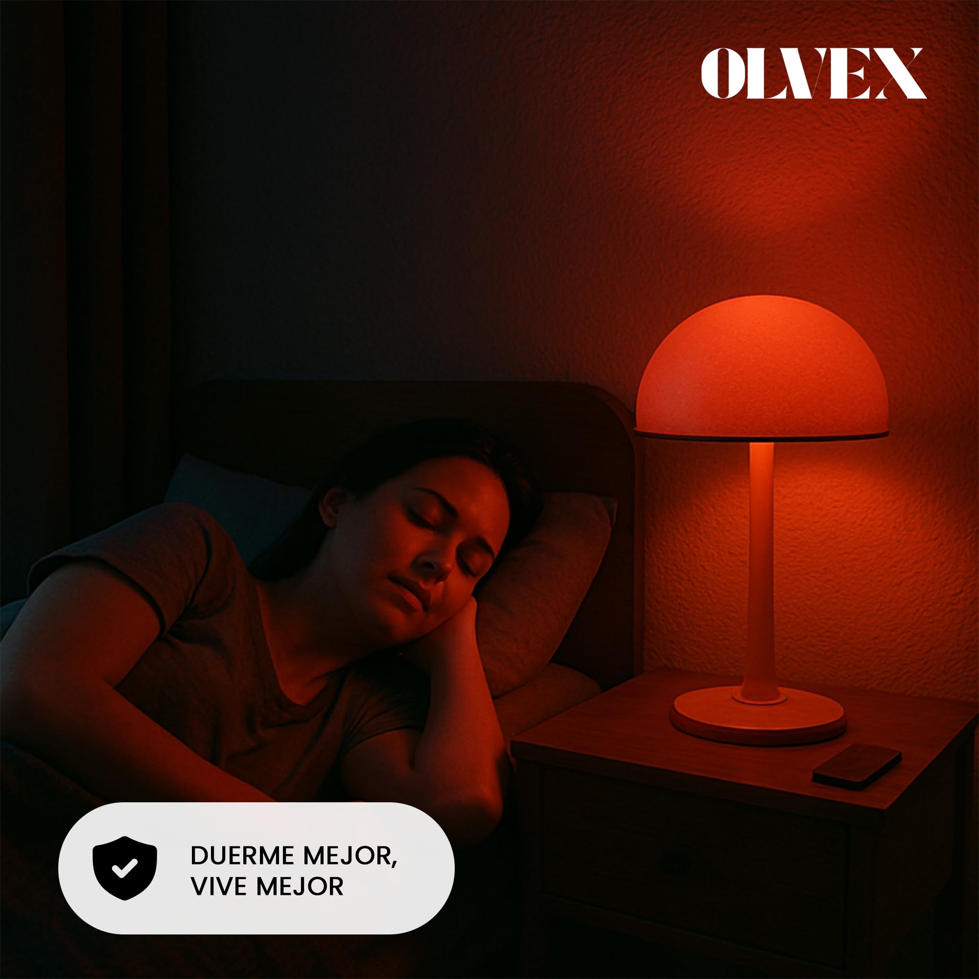 Luz Roja Nocturna Melatonina E27 - Bombillas Led E27 Luz Calida - Bombilla Led para Dormir - Tecnología Flicker Free + 0% Luz Azul - Mejora del Ritmo de Descanso e Ideal para Leer.