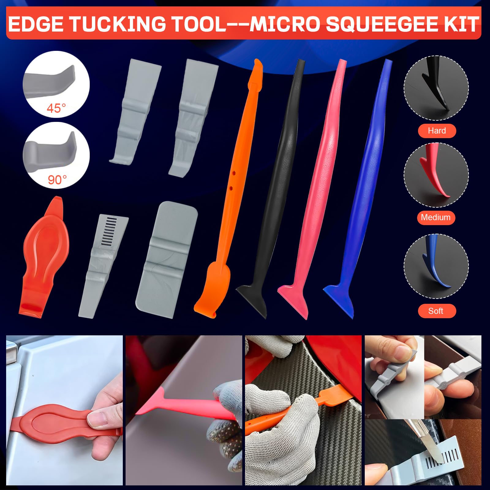 Auto Folierungs Werkzeug Set 80 Stück Auto Rakel für Folie Set mit Filzrakel Rakel Cutter Tapezierwerkzeug Kantenbearbeitungswerkzeu Geeignet für Autofolien, Küchenfolien und Wandfolien