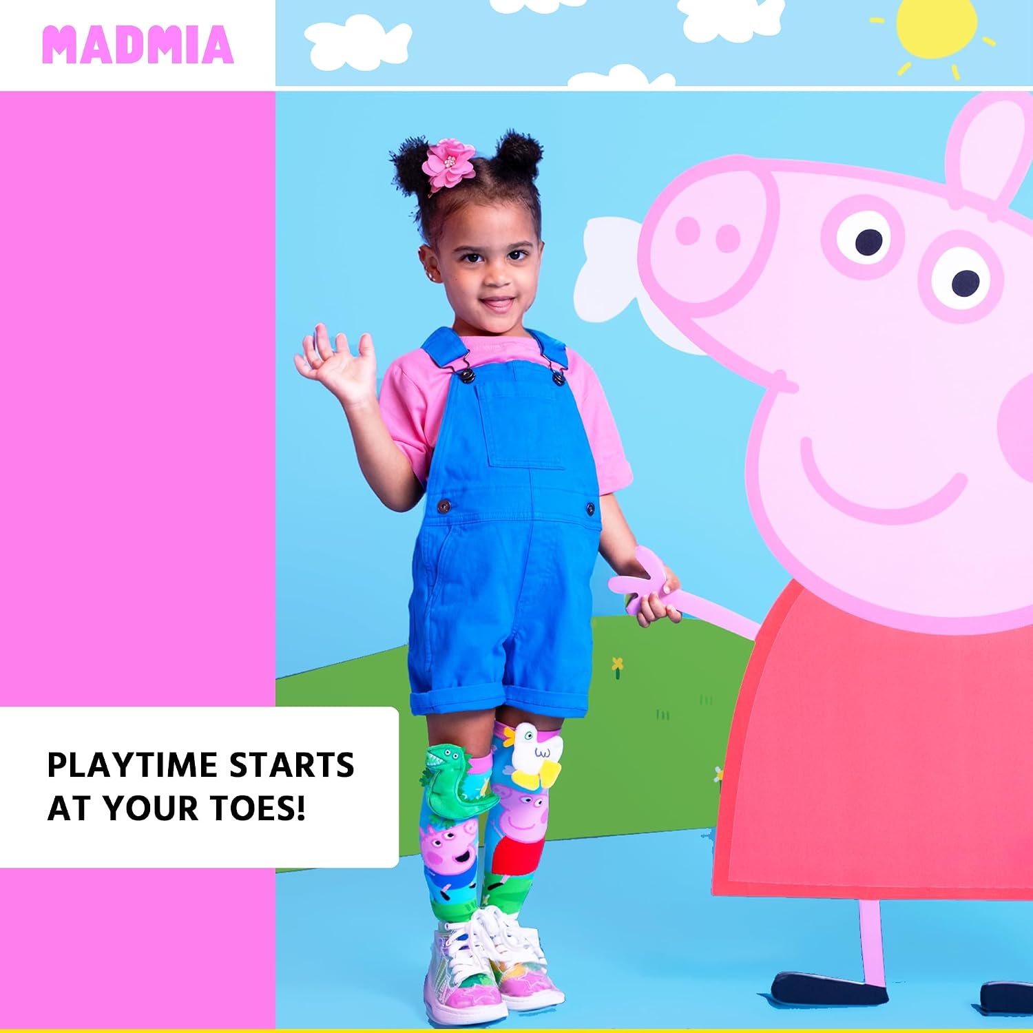 MADMIA Peppa Pig and George Knee-High Socks – Colorful Dress-Up Socks for Toddlers Ages 3–5, Fun Crazy Sock Day Gift