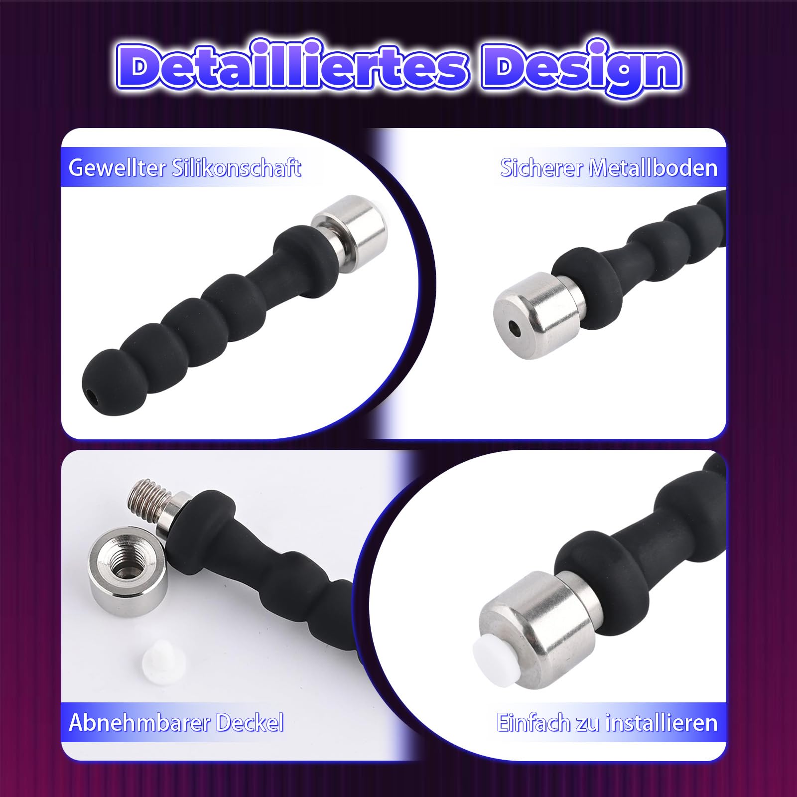 Dilatador Uretral de Silicona para Jaula de Castidad Tapón para el Pene con Múltiples Cuentas y Orificio para Orinar Ldeal para la Masturbación Masculina (6mm)