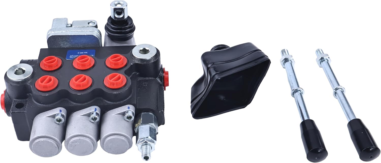 3 Spool Hydraulic Directional Control Valve With Joystick 11gpm 40L 3x Double Acting Q40/3 JOY KPL