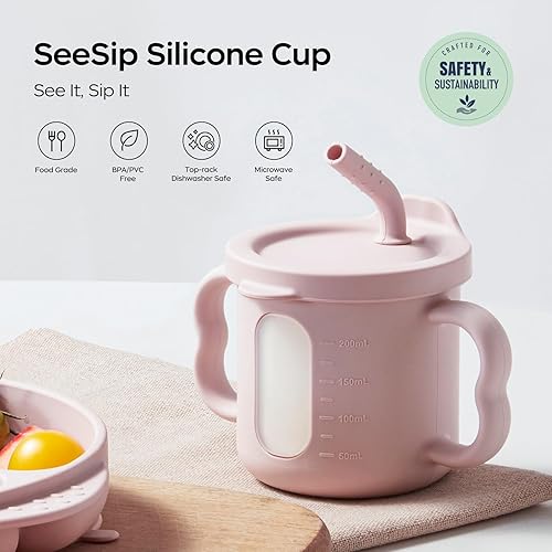 Miniatura 2 de bc babycare Vaso de silicona para sorber, vaso transparente con pajita para niños pequeños, a prueba de derrames, para entrenamiento de 6 meses,
