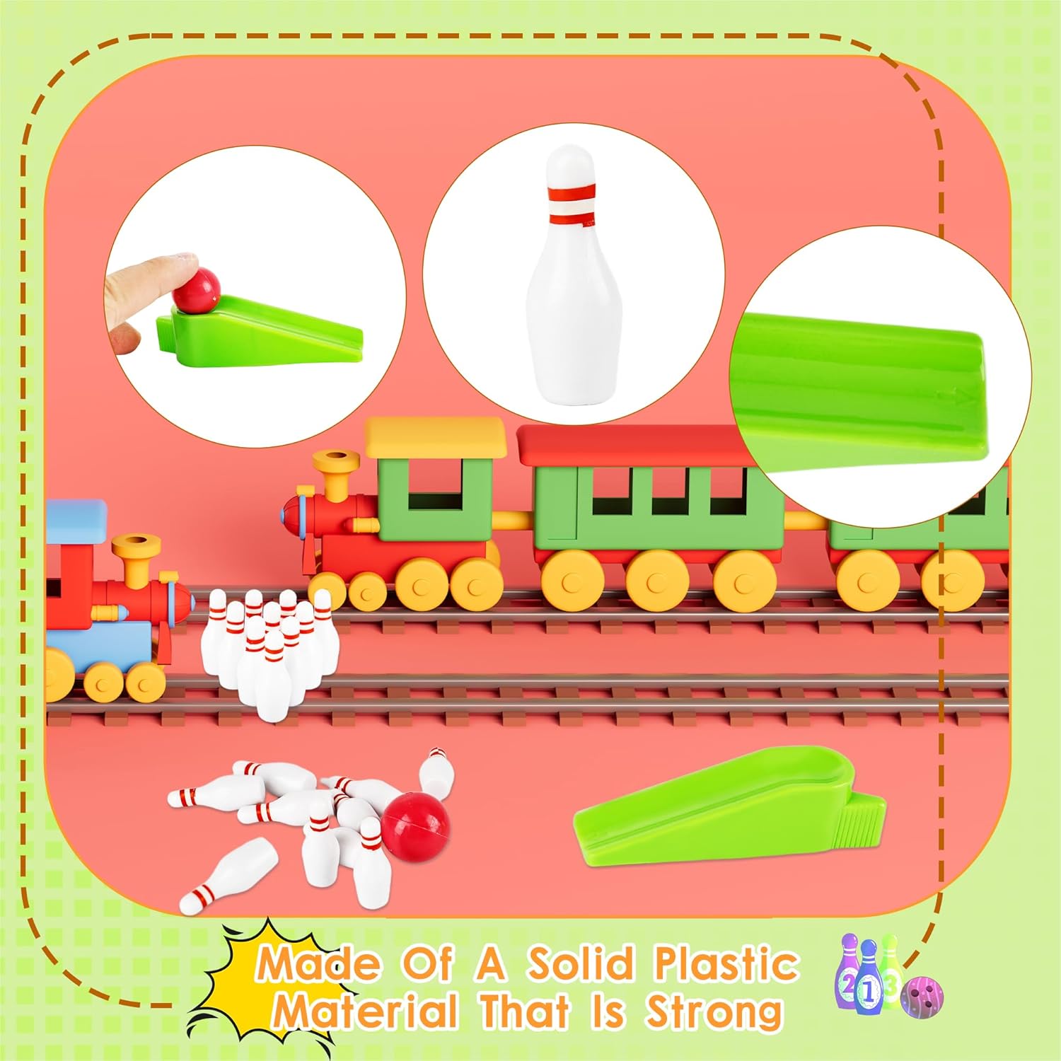 30 Sets Mini Bowling Game Miniature Bowl Pins Ramp Ball Tabletop Bowling Sets Bowling Party Favors Include 300 Mini Bowl Pins 30 Bowling Ball 30 Ramp Bow for Boys Girls Bowler Birthday Supplies