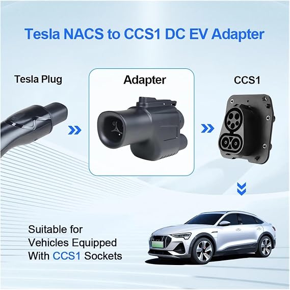 Tesla Supercharger To CCS1 Charging Adapter Max 500A 250KW NACS To CCS 1 Electric Vehicle Adapter Tesla Supercharger