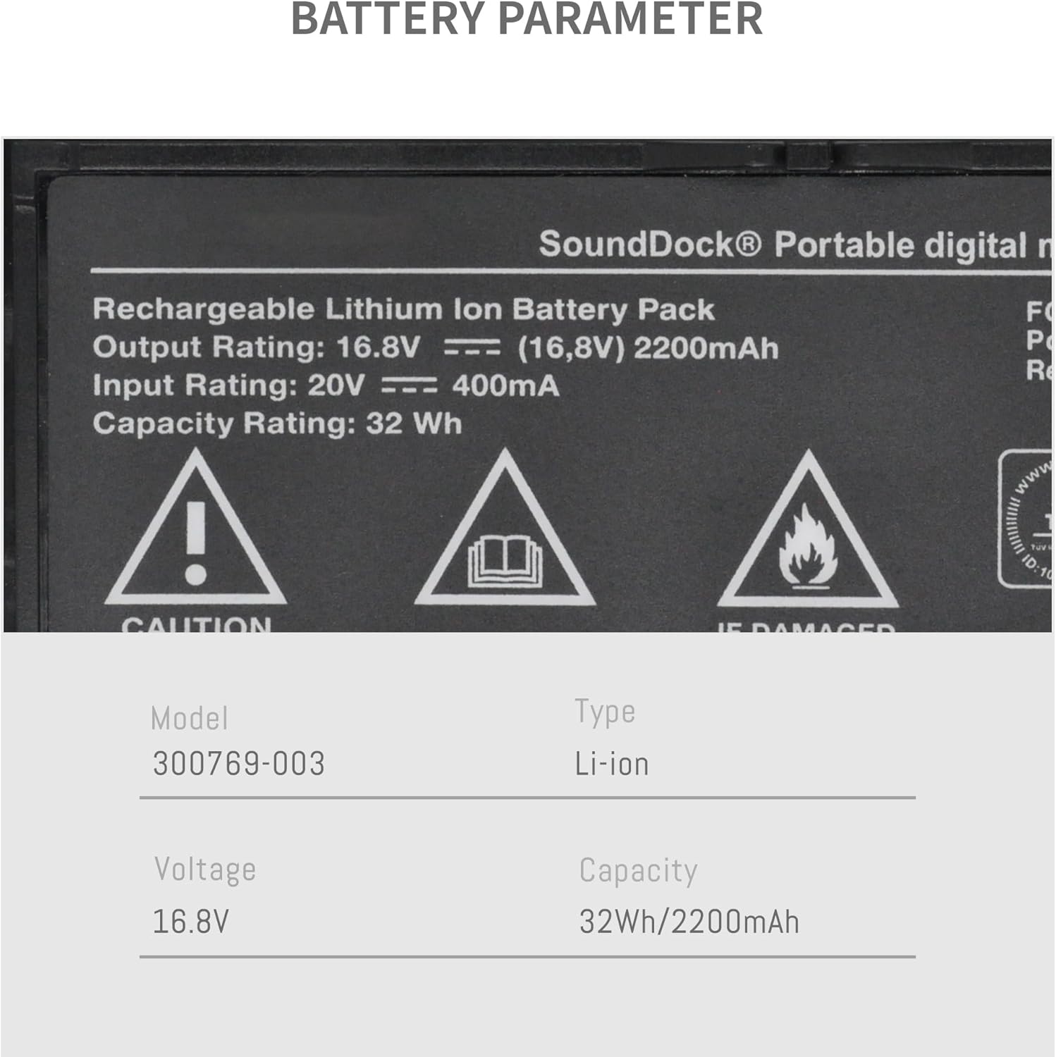 300769-003 Battery for Bose Sounddock Portable Digital Music System SoundLink Air Series 300769-002 300769-004 300769-001 300770-001 4ICR19/66 16.8V 2200mAh 32Wh (Black) - Image 2
