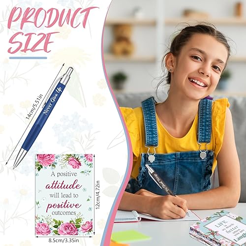 Miniatura 3 de Yeaqee Juego de 72 bolígrafos inspiradores, bloc de notas, con cita motivacional, bolígrafo, cuaderno pequeño, mini diario a granel para Navidad,