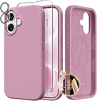 Vista 278 de GONEZ Funda de silicona para iPhone 14 Pro Max, compatible con MagSafe, con protector de pantalla + protector de lente de cámara, silicona líquida a