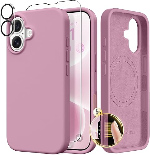Miniatura 278 de GONEZ Funda de silicona para iPhone 14 Pro Max, compatible con MagSafe, con protector de pantalla + protector de lente de cámara, silicona líquida a