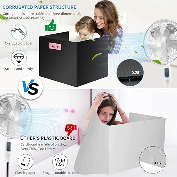 Black 30-Pack Desk Dividers for Students, Waterproof Durable Plastic Study Carrel Dividers, Easy to Clean, Privacy Classroom Shield Folder Boards for Student Desk Test