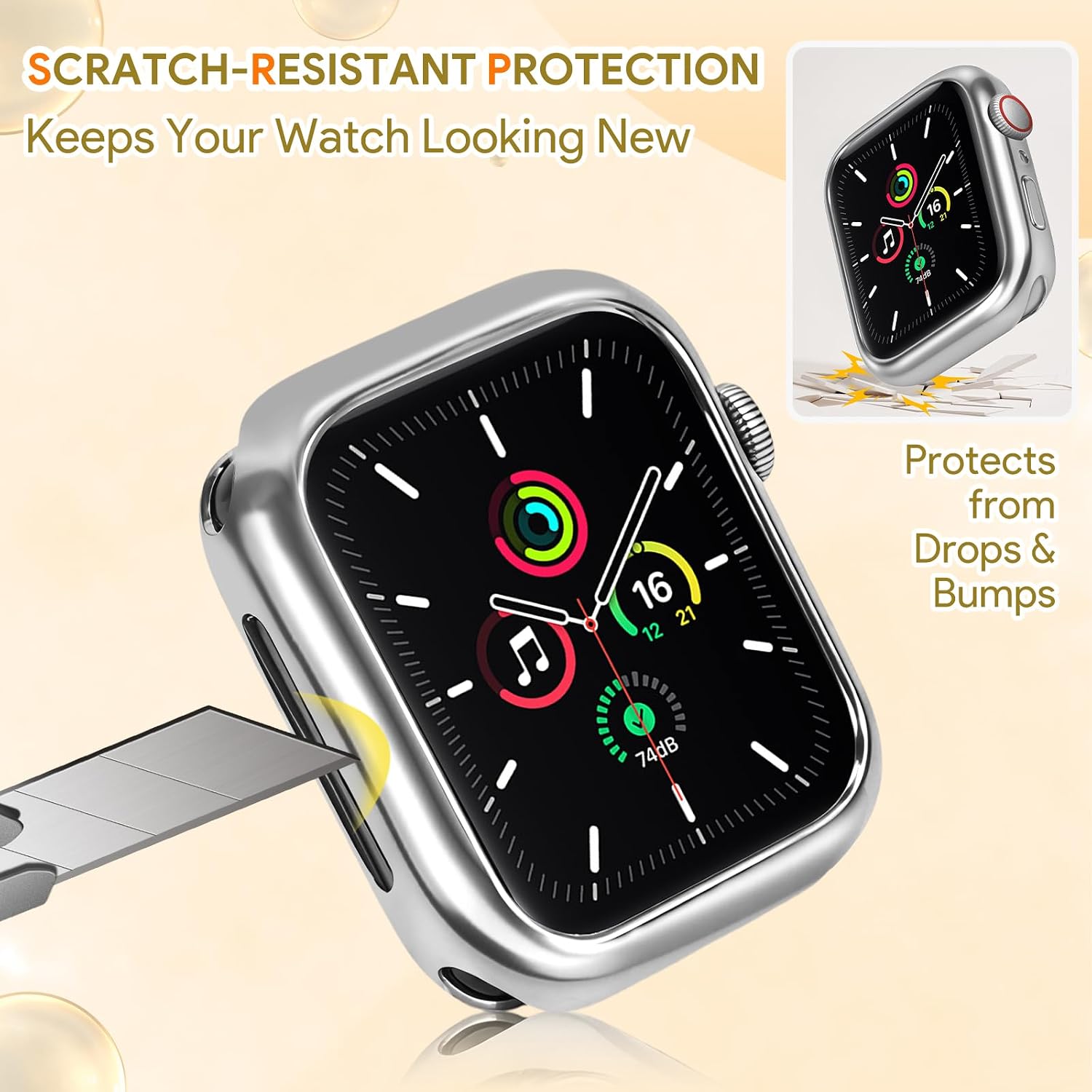 Newlibery Soft Flexible Watch Case 42mm for Apple Watch Series 10/11, TPU Slim Lightweight All-Around Bumper Screen Protector, Shockproof Screen Guard Watch Cover Case for Women Men, Silver image 4