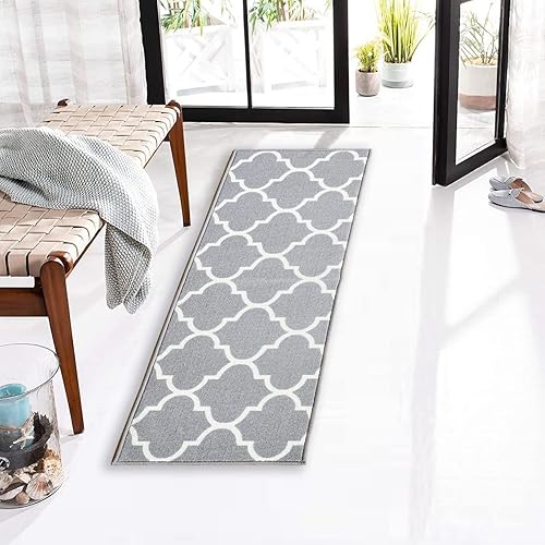 Miniatura 17 de Juego de 2 alfombras y tapetes de cocina grises [2 piezas] tapetes de cocina de nailon antideslizantes lavables a máquina para piso, cocina, baño